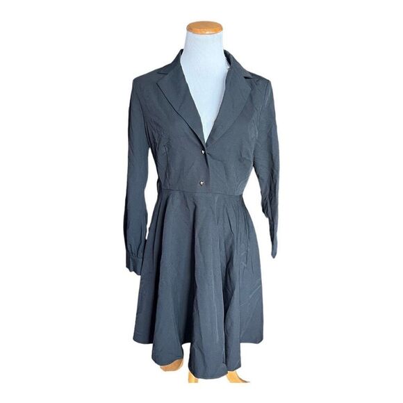 NWT Allegra K Elegant Notched Lapel Collar Tie Waist Long Sleeve Shirt Dress - M - Picture 3 of 3